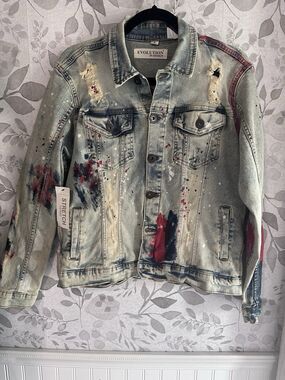 Evolution in Design Painted Jean Jacket Size Medium
